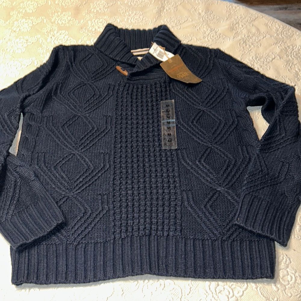 NWT Weatherproof Vintage Navy Sweater M Button V Neck
